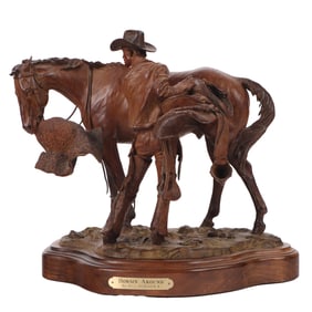 BILL NEBEKER (AMERICAN B. 1942) BRONZE SCULPTURE "HORSING AROUND" SIGNED BILL NEBECKER 2003.