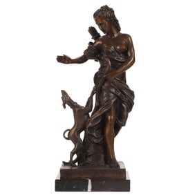AFTR CLODION DIANE THE HUNTRESS BRONZE SCULPTURE