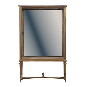 ONE OF TWO QUALITY BRONZE AND GLASS FRENCH TWO DOOR VITRINES HAVING FLUTED LEGS AND PINEAPPLE