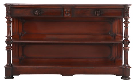 AMERICAN VICTORIAN WALNUT SERVER HAVING TWO DRAWERS C 1870.