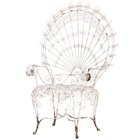 WROUGHT IRON PEACOCK CHAIR.