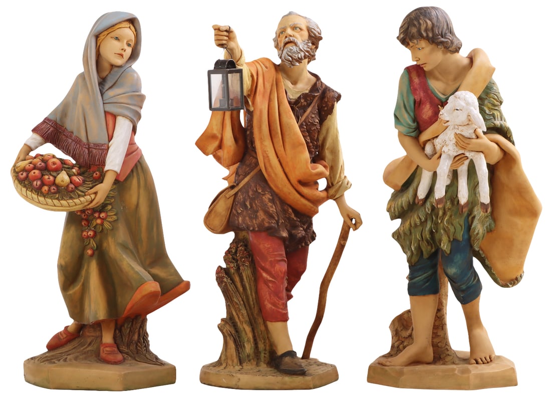 THREE LARGE NATIVITY FIGURES BY FONTANINI INCLUDING MORDECAI, RACHEL & GABRIEL C 1980 (1 of 8)