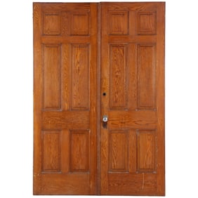 PAIR OF RAISED PANEL OAK DOORS C 1910.