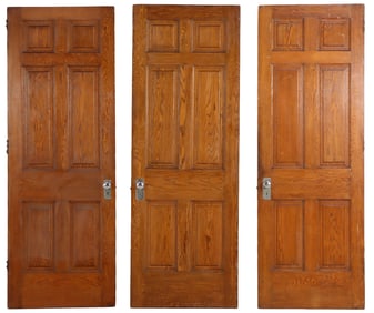 A MATCHED SET OF NINETEEN OAK RAISED PANEL INTERIOR DOORS C 1910.