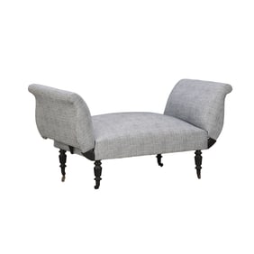 NINETEENTH CENTURY UPHOLSTERED FRENCH DAYBED HAVING FOLD DOWN ENDS AND TURNED FEET.