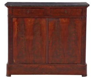A FRENCH FLAME MAHOGANY MARBLE TOP SERVER C 1860.