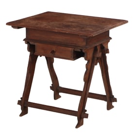 FRENCH OAK TRANSACTION TABLE C 1800 WITH TWO DRAWERS.