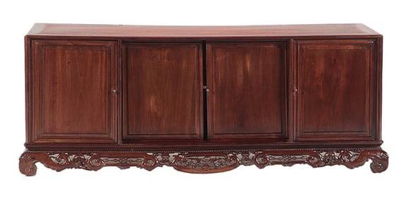 CARVED MAHOGANY FRENCH SIDEBOARD ASIAN STYLE 1910