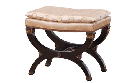 FRENCH EMPIRE STYLE EBONIZED AND GILTWOOD STOOL C 1940.