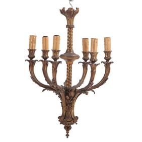 FRENCH SIX ARM BRONZE CHANDELIER C 1920.