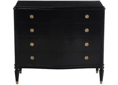 EBONIZED MAHOGANY FOUR DRAWER DRESSER WITH BRONZE HARDWARE C 1940.