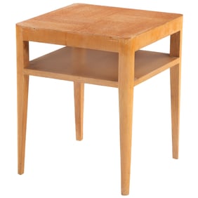 FRENCH CERUSED OAK ART DECO SIDE TABLE IN THE MANNER OF DOMINIQUE, C 1950.