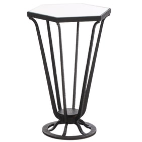 FRENCH ART DECO IRON AND MARBLE OCCASIONAL TABLE C 1940.