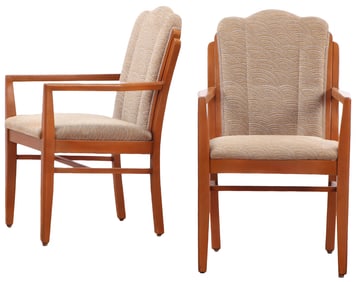 PAIR OF AMERICAN ART DECO ARMCHAIRS WITH NEW FABRIC, C 1950, DESIGNED FOR THE CLOUD ROOM,