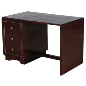 FRENCH ROSEWOOD ART DECO WRITING DESK HAVING BRONZE TRIM C 1940.