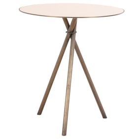 LARGE IRON FENDI OCCASIONAL TABLE HAVING A FAUX OSTRICH LEATHER TOP.