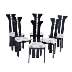 SIX PIERRE CARDIN PARTIAL EBONIZED DINING CHAIRS C 1980