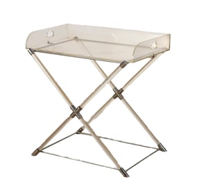 FRENCH LUCITE METAL MOUNTED MIXING TABLE AND LIFT OFF TRAY C 1970.