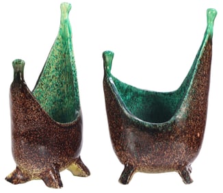 PAIR FRENCH CERAMIC PLANTERS BY ACCOLAY.