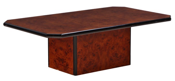 FRENCH BURL WALNUT PEDESTAL COFFEE TABLE C 1975.