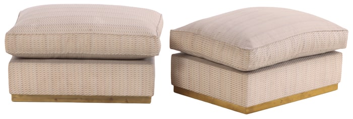 ONE OF TWO LARGE PAIR OF BRASS TRIMMED OTTOMANS C 1970.