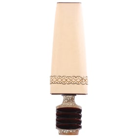 TALL FRENCH CERAMIC LAMP AND SHADE C 1960.