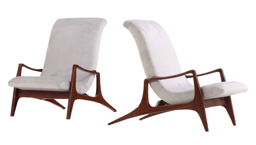 PAIR OF MAHOGANY OPEN ARMCHAIRS IN THE MANNER OF KAGAN HAVING NEW FABRIC.