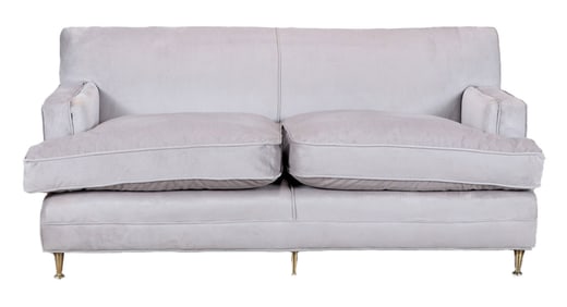 TWO SEAT SETTEE WITH BRASS FEET C. 1965