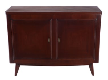 TWO DOOR WALNUT SERVER WITH FITTED INTERIOR C 1950.