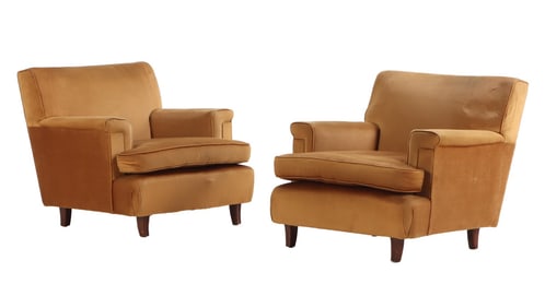 PAIR OF REUPHOLSTERED CLUB CHAIRS C 1960.