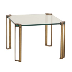 BELGIAN BRONZE AND GLASS END TABLE C 1960.