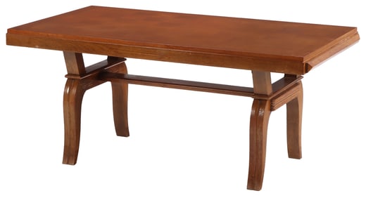 FRENCH OAK DINING TABLE C 1945 HAVING PULL OUT SUPPORTS TO ACCOMODATE TWO LEAVES ( NOT PRESENT).