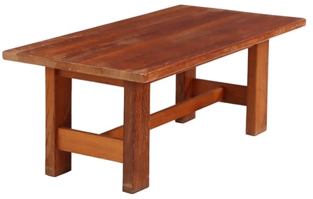 BRUTALIST STYLE BELGIAN OAK COFFEE TABLE C 1950.