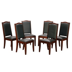 SIX FRENCH OAK DINING CHAIRS BY CHARLES DUDOUYT C 1940.