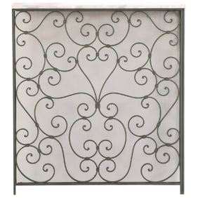 A FRENCH IRON MARBLE TOP RADIATOR COVER OR CONSOLE TABLE C 1950.
