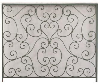 A FRENCH IRON MARBLE TOP RADIATOR COVER OR CONSOLE TABLE C 1950.