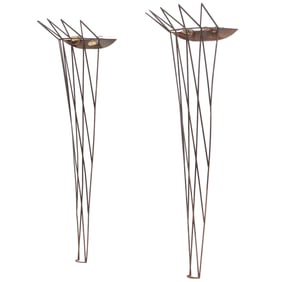 LARGE PAIR OF ART DECO STYLE WALL SCONCES FROM A THEATRE.