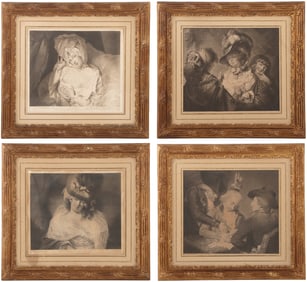 A SET OF FOUR BRITISH ENGRAVING INCLUDING LOVE IN HER EYES SITS PLAYING AFTER JOHN RAPHAEL SMITH.