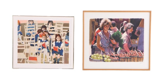 ALDO LUONGO (ARGENTINE B. 1941) LARGE SERIGRAPHS INCLUDING "FIRST DAY OF SCHOOL" AND "STRAWBERRIES