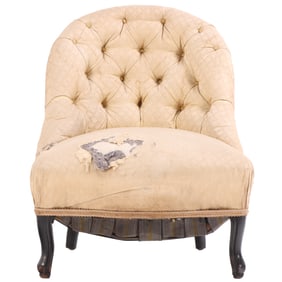NINETEENTH CENTURY BUTTON BACK BOUDOIR CHAIR.
