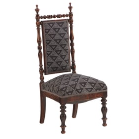 NINETEENTH CENTURY FAUX ROSEWOOD SPOOL TURNED SLIPPER CHAIR.