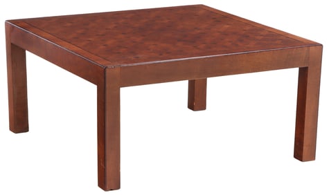 PARQUTRY INLAID WALNUT COFFEE TABLE C 1960 LABELED B ALTMAN.