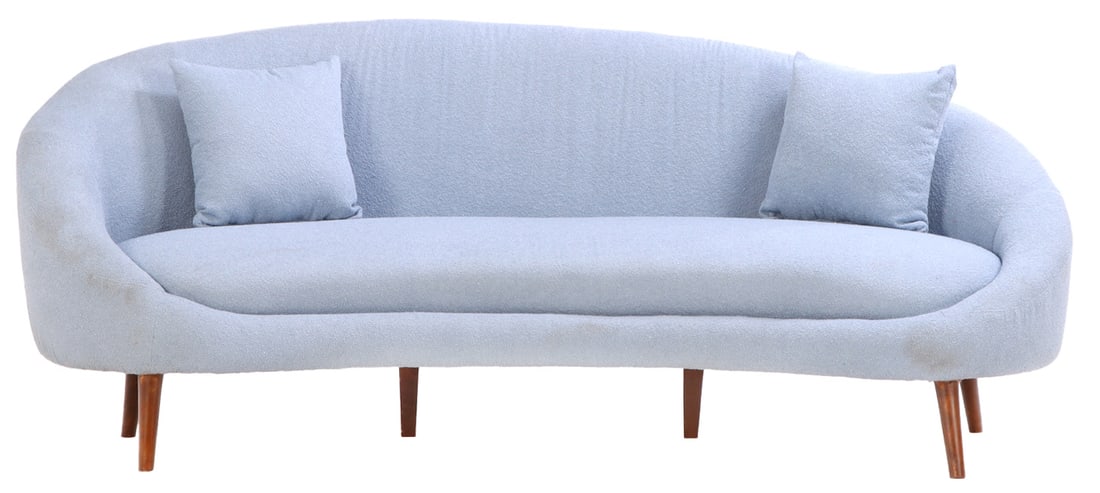 CONTINUOUS BACK SOFA WITH NEW FABRIC.: Continuous back sofa with new fabric. Ht: 39" Wd: 95" Dpth: 47" Seat: 20"