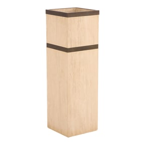 TRAVERTINE PEDESTAL FORM PLANTER WITH BRASS BANDING C 1970.