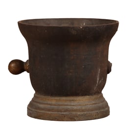 FRENCH NINETEENTH CENTURY CAST IRON MORTAR.