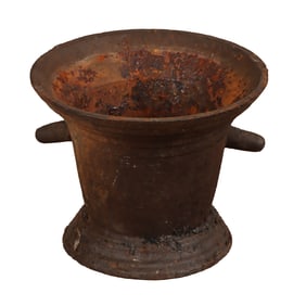 NINETEENTH CENTURY FRENCH CAST IRON MORTAR.