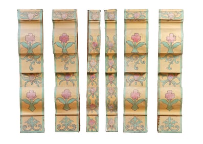 SIX ITALIAN PAINT DECORATED TIN CORBELS C 1930.