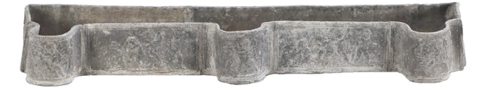 38" WIDE LEAD TABLE TOP PLANTER WITH CHERUB DECORATION.