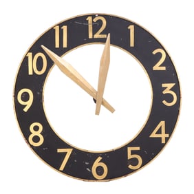 A MONUMENTAL PAINTED IRON CLOCK FACE.