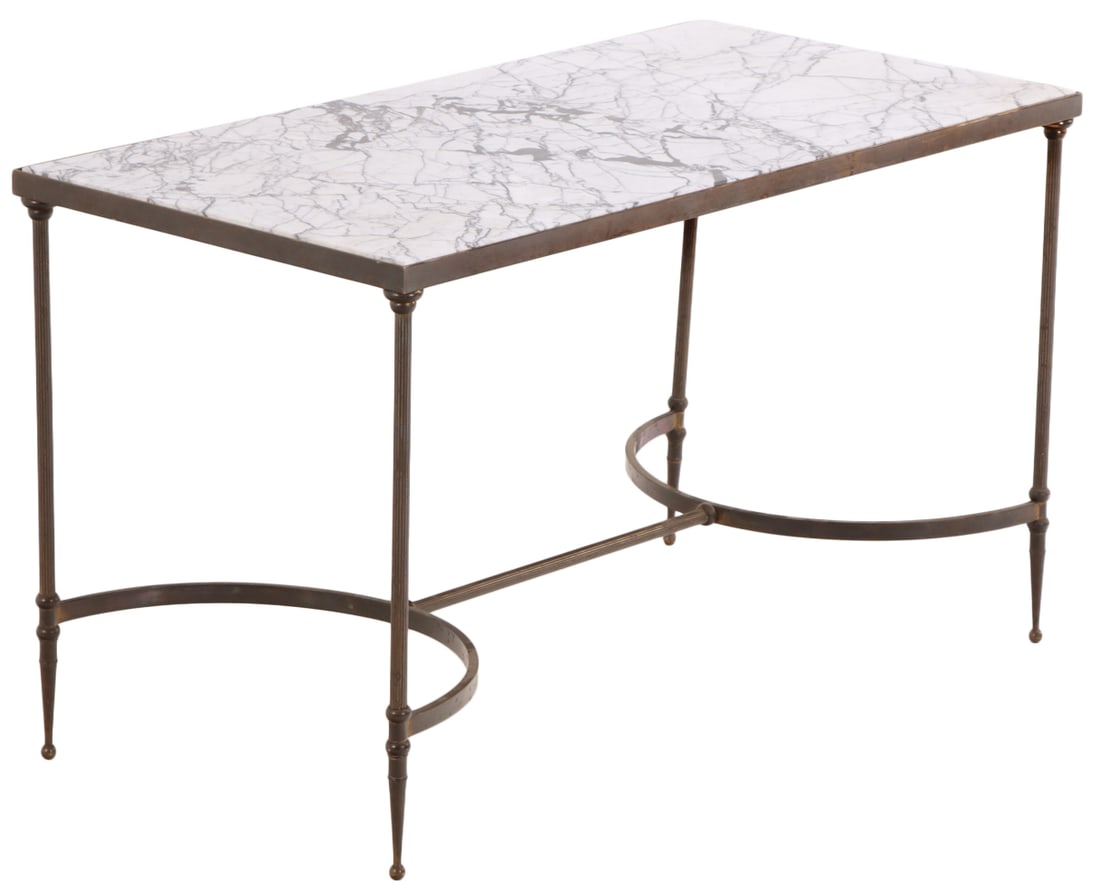 A FRENCH DIRECTOIRE STYLE BRASS AND MARBLE COFFEE TABLE C 1950. (1 of 6)